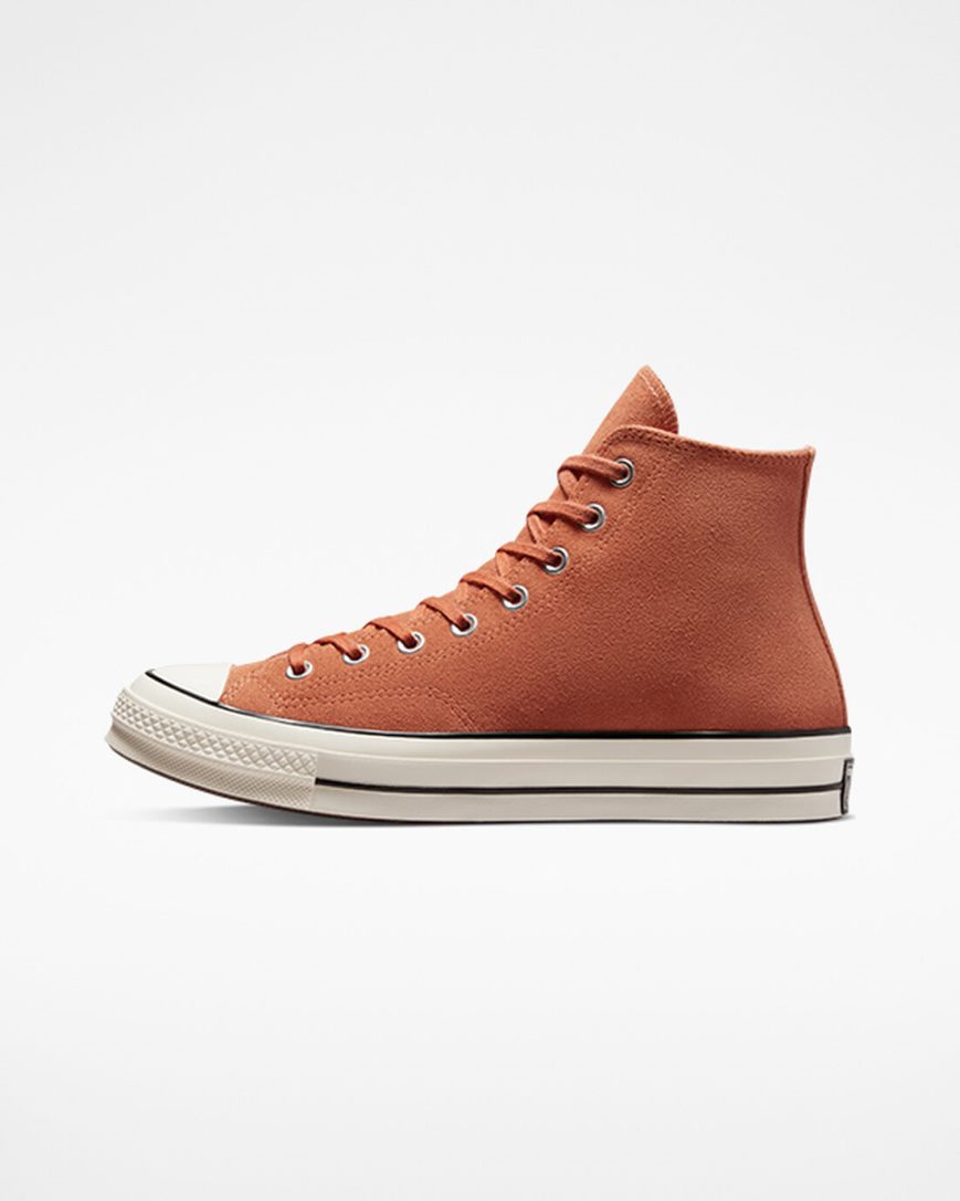 Tenisi Inalti Barbati Converse Chuck 70 Piele Intoarsa Portocalii Negrii | RO JWD0T263